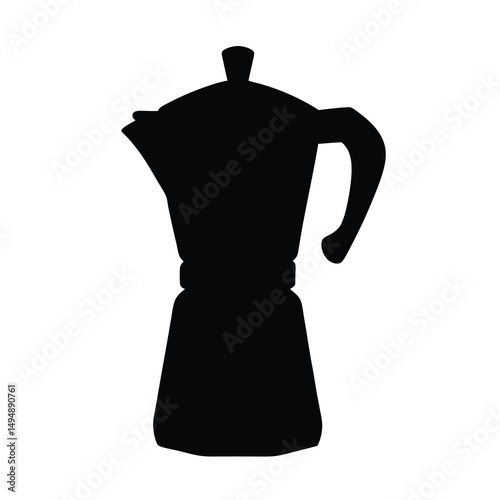 A silhouette of a Moka pot coffee maker, a classic Italian design