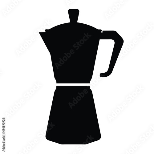 Elegant Black Silhouette of a Classic Moka Pot for Brewing Coffee