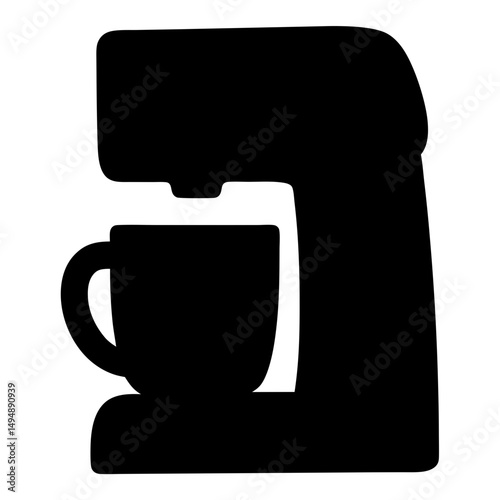 Silhouette of a coffee machine brewing a cup of coffee