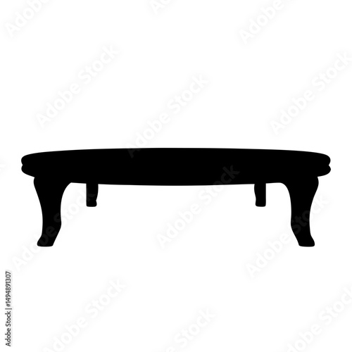 Silhouette of a vintage style coffee table with ornate legs and top