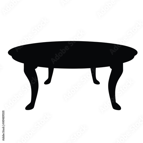 A black silhouette of an oval antique table with curved legs