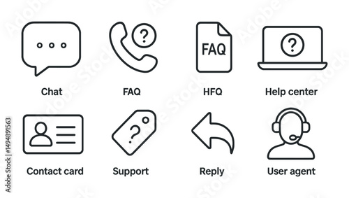 Customer support icons set – line, outline, help desk and service symbols