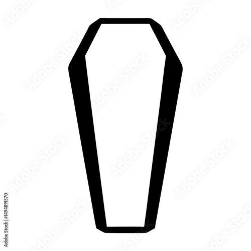Black and white coffin graphic representation of death and Halloween themes