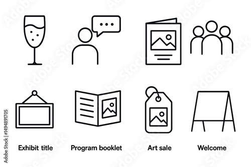 Event and conference line icons set – outline, linear, meeting and gathering symbols