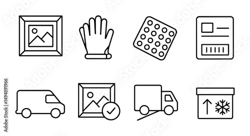 Logistics and delivery line icons set – outline, transport, shipping symbols