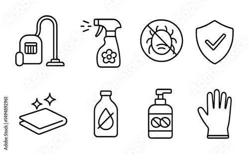 Cleaning and hygiene line icons set – outline, sanitary, home care symbols