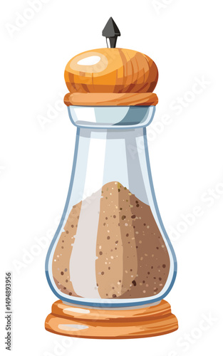 Ground Spices Glass Bottle Cooking - Vector Illustraiton