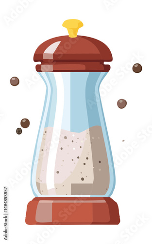 Pepper Glass Bottle Kitchen - Vector Illustration