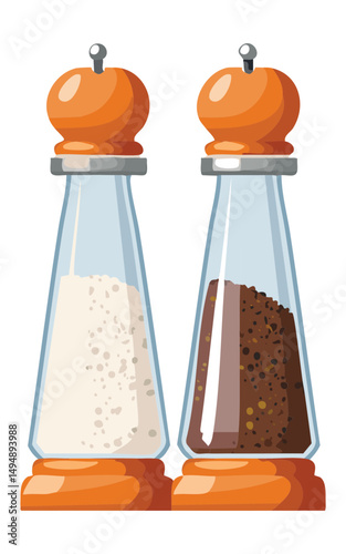 Salt and Pepper Grinders - Vector Illustration