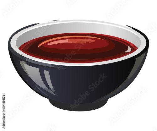 Elegant Dark Brown Sauce Bowl - Vector Illustration