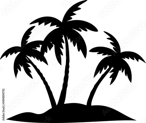 Tropical beach sunset with silhouetted palm trees