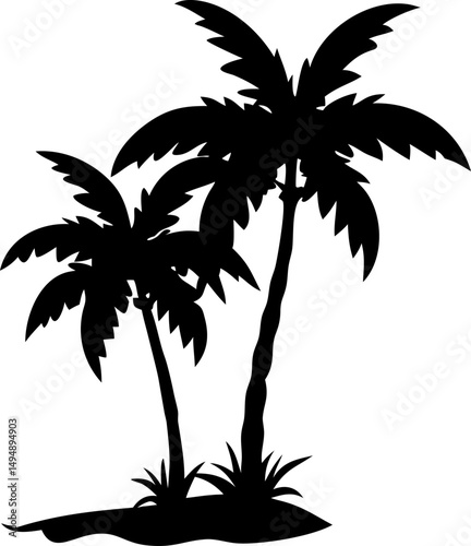 Tropical summer beach vacation design with palm tree silhouettes