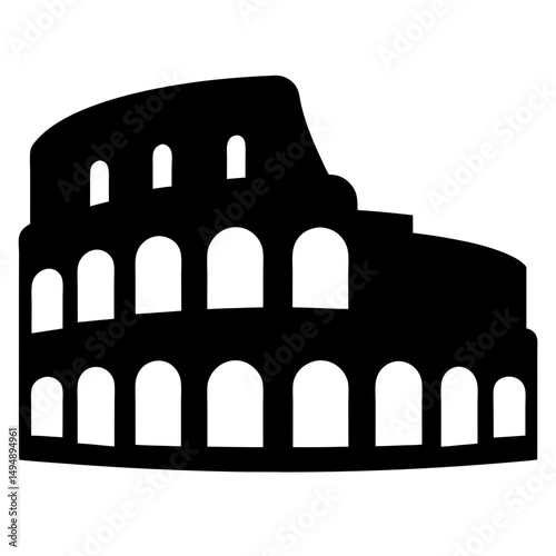 Monochrome illustration of the Colosseum in Rome, evoking ancient architecture and history