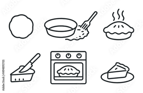 Baking and cooking outline icons set – kitchen, culinary, food preparation graphics