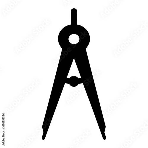 Black Silhouette of Drawing Compass, A Tool for Precise Circle Creation