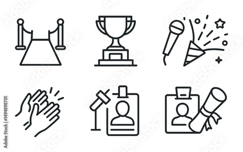 Awards and celebration line icons set – outline, victory, achievement symbols