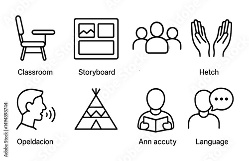 Creative learning and communication icons for educational and design projects