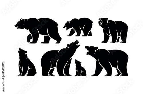 bear silhouette walking view