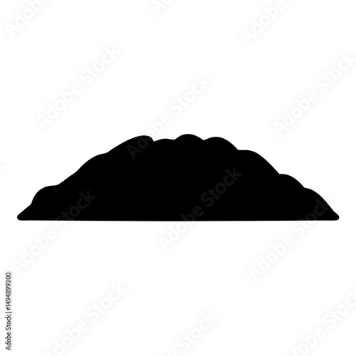 Isolated black silhouette of a sand dune, hill, or mountain range