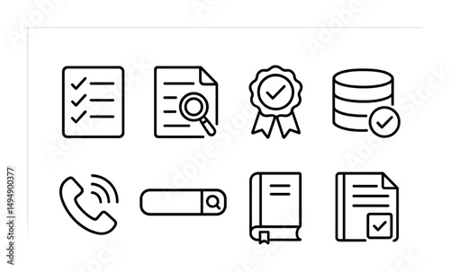 Business and office outline icons set – linear, line, corporate symbols toolkit
