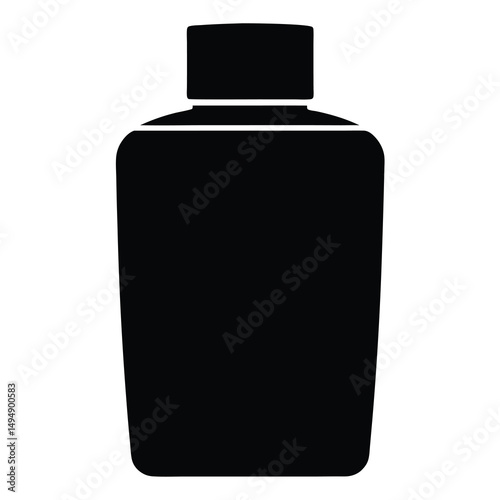 Black Bottle Illustration on a White Background for Packaging or Containers