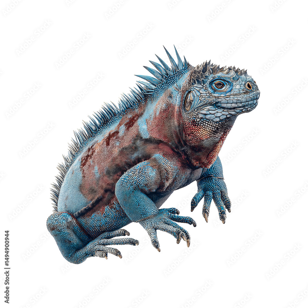 Obraz premium Vibrant Blue Iguana, Exotic Reptile Portrait