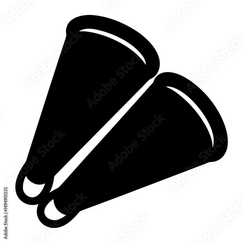 Two Black Megaphone Icons Representing Cheerleading and Loud Communication Symbols