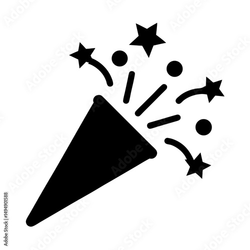 Illustration of a celebration popper with stars and confetti explosion coming out