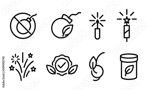 Eco-friendly organic line icons set – nature, environment, sustainability symbols
