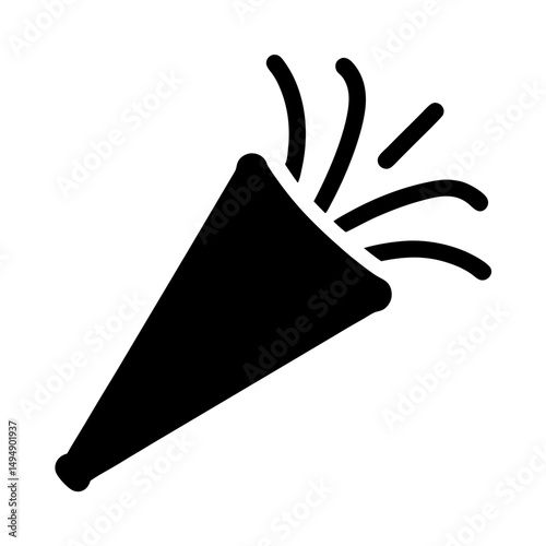 Stylized Black Icon Illustration of a Party Favor Horn or Confetti Popper