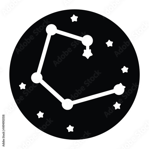 A Black and White Constellation Icon Depicting Astronomy and Celestial Navigation