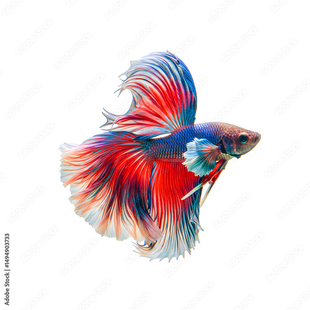 Fototapeta premium Vibrant Betta Fish Swimming Gracefully Beautiful Siamese Fighting Fish Aquatic Art