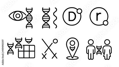 Genetic analysis icons for science and research applications