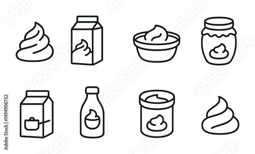 Food and beverage outline icons set – linear, minimal, culinary and cooking symbols