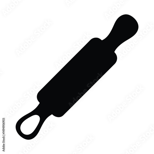 Black rolling pin on white background ready for culinary uses