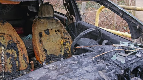 Car Wreck Burned in Mafia Showdown Bombing Terrorist Attack