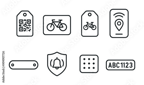 Tech and security line icons set – outline, linear, digital and cyber symbols
