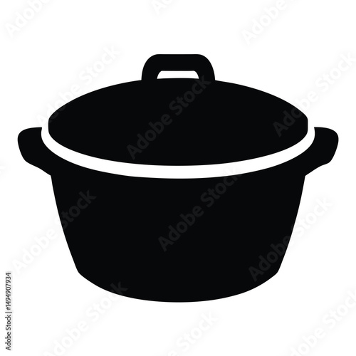 A Black Silhouette of a Covered Cooking Pot Ready for Culinary Delights