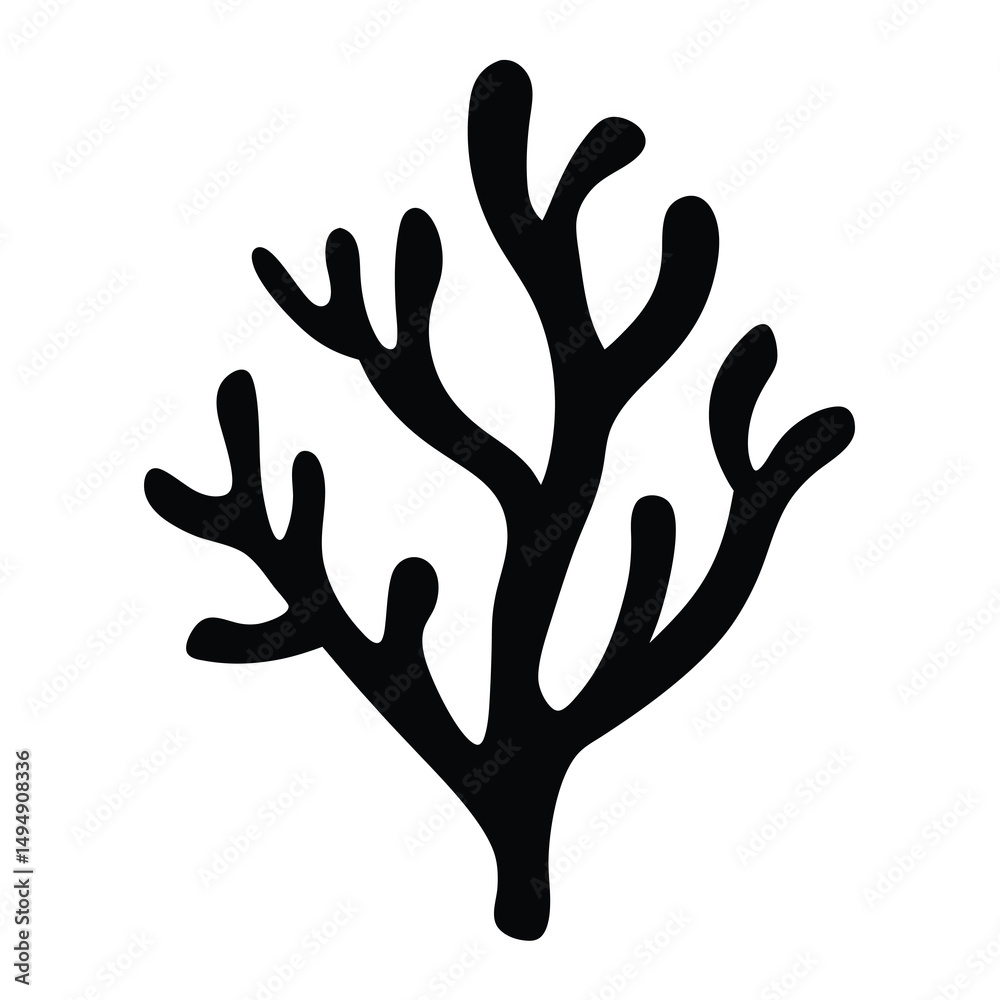 Abstract silhouette of a coral branch against a white background artistic design Abstract silhouette of a coral branch against a white background artistic design