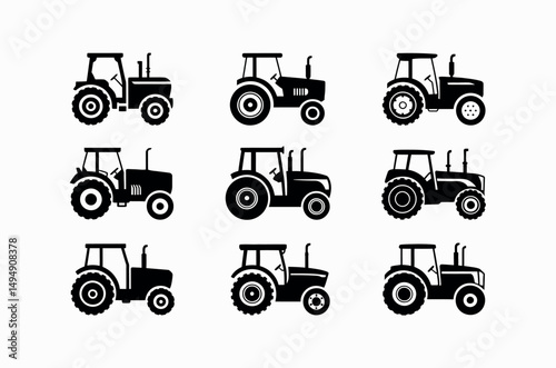 tractor silhouettes set