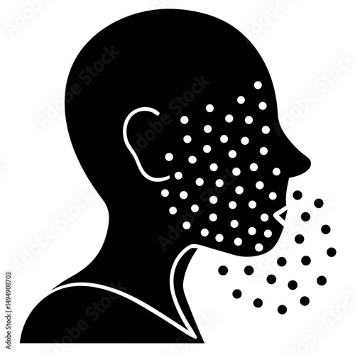 Blowing Nose Silhouette Vector for Allergy and Cold Symptoms