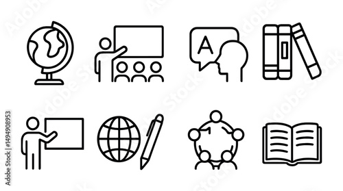 Education and learning icons set – outline, linear, academic and school symbols