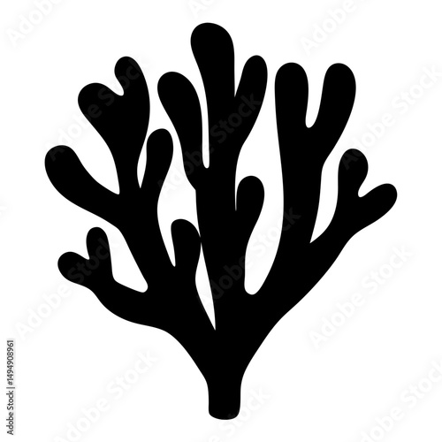 Simple silhouette of sea coral against a white background underwater scene