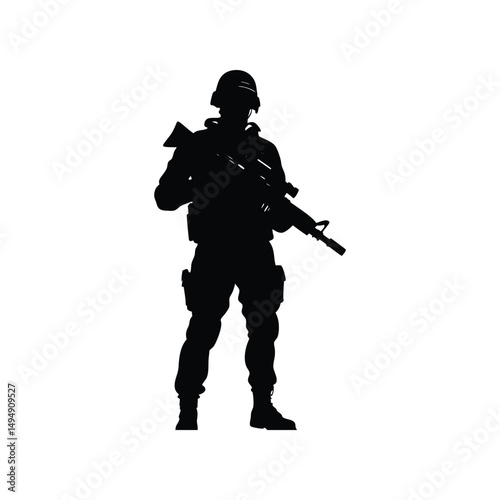 Silhouette of a Soldier Military Personnel, Armed Forces, Combat, Security, Defense