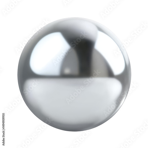 A shiny metal sphere with bright reflections against a black background in a close up studio shot