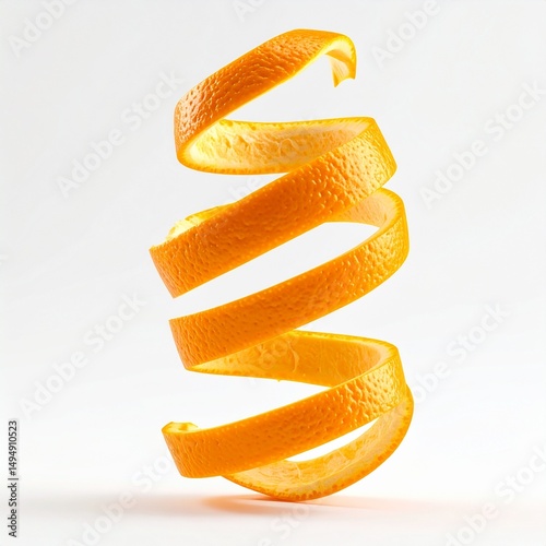3D Render of a Spiraling Orange Peel Motion Freeze Photography Style