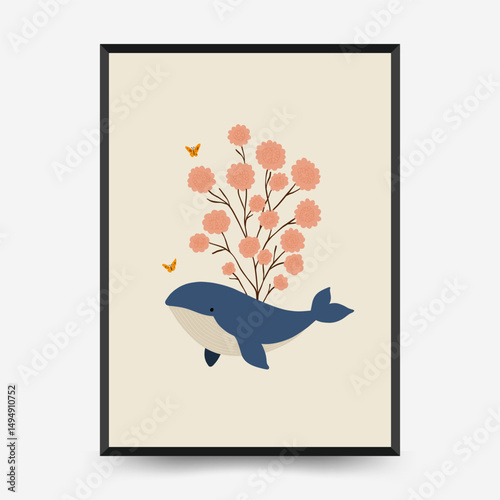 Abstract Childrens Room posters template. Modern trendy Kids minimal style. Hand drawn design for wallpaper, wall decor, print, postcard, cover, template, banner.
