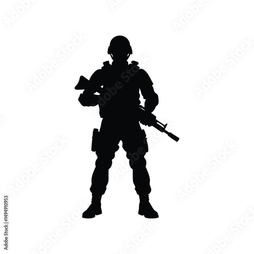 Silhouette of a Soldier Military Personnel, Armed Forces, Combat, Weapon, Security