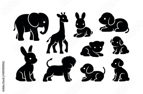 baby animal silhouette collection