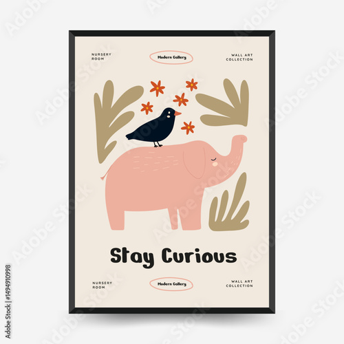 Abstract Childrens Room posters template. Modern trendy Kids minimal style. Hand drawn design for wallpaper, wall decor, print, postcard, cover, template, banner.